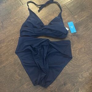 Cupshe navy twist detail bikini